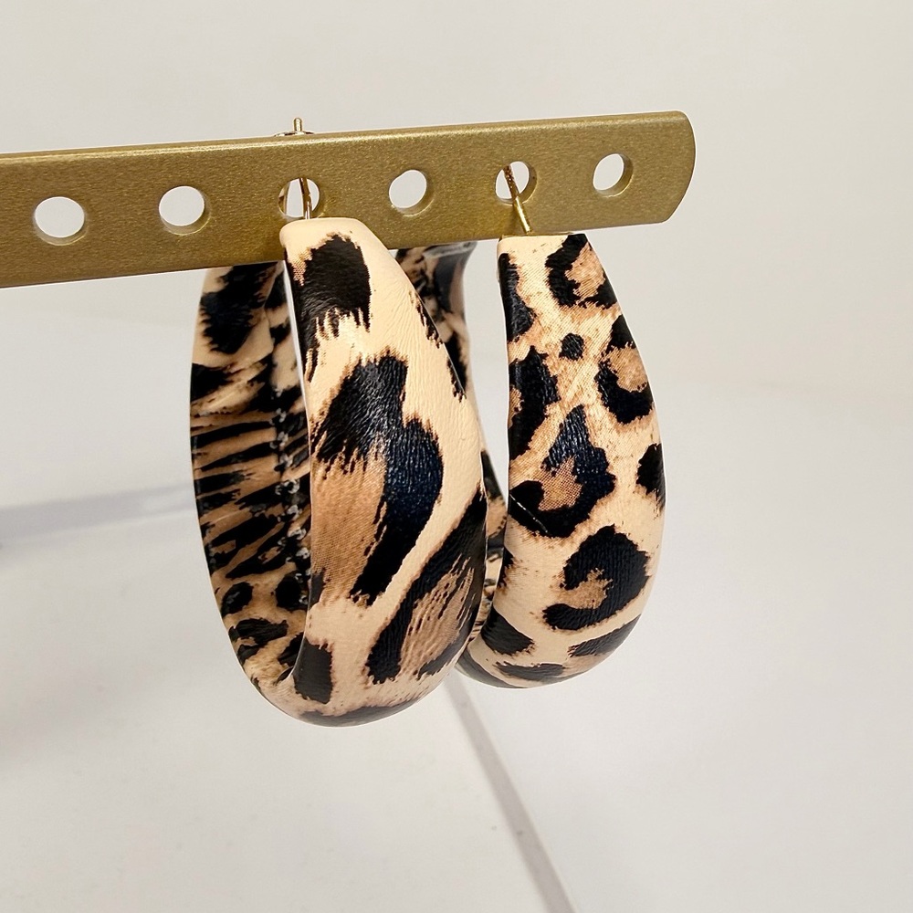 Leopard Print Hoop Earrings